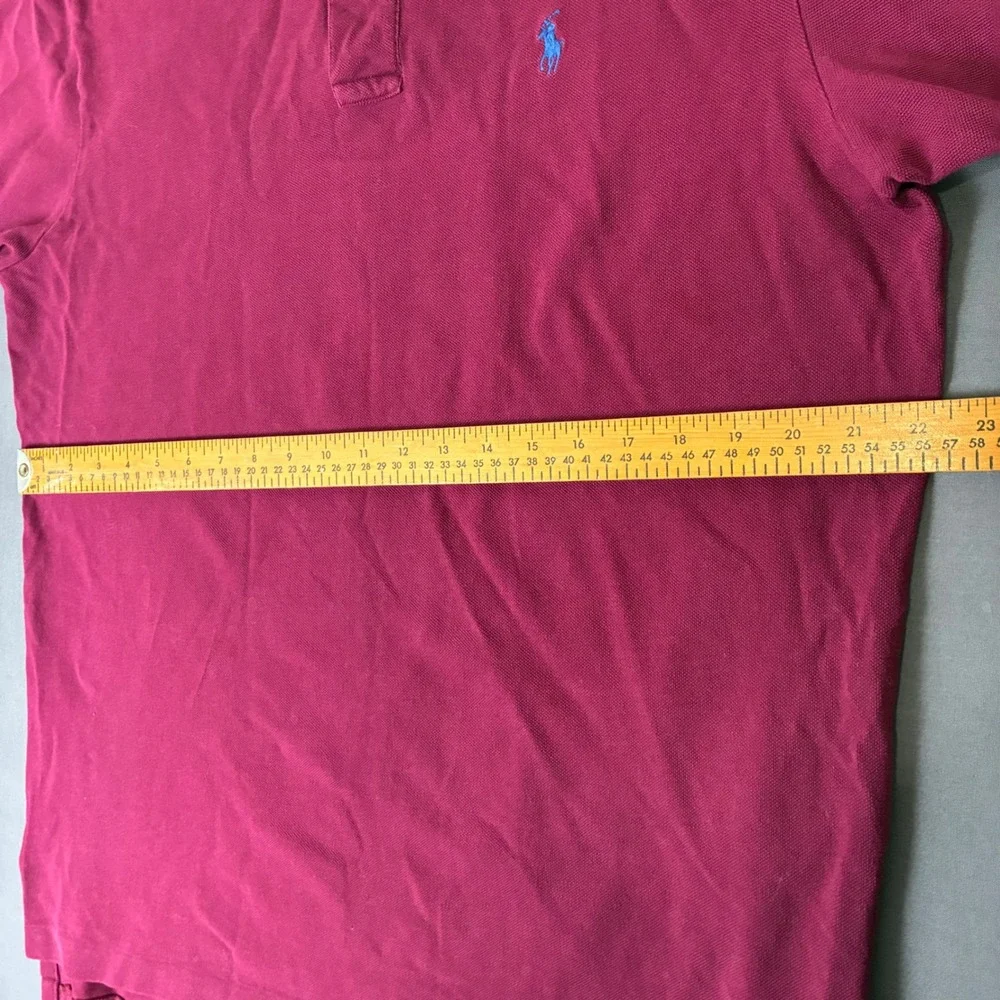 Polo Ralph Lauren Burgundy Short Sleeve Polo Shirt Men's Size Large Blue Pony